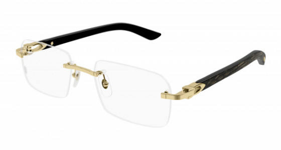 Cartier CT0453O Eyeglasses, 003 - GOLD with RED temples and TRANSPARENT lenses