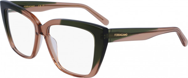 Ferragamo SF2939N Eyeglasses, (326) TRANSPARENT KHAKI/LIGHT BROWN