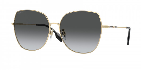 Burberry BE3136D Sunglasses, 1109T3 LIGHT GOLD POLAR GREY GRADIENT (GOLD)