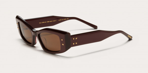 Valentino V - QUATTRO Sunglasses, Bordeaux - Yellow Gold w/ Dark Brown - AR