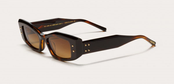 Valentino V - QUATTRO Sunglasses, Translucent Brown Swirl - White Gold w/ Dark Brown to Light Brown - AR