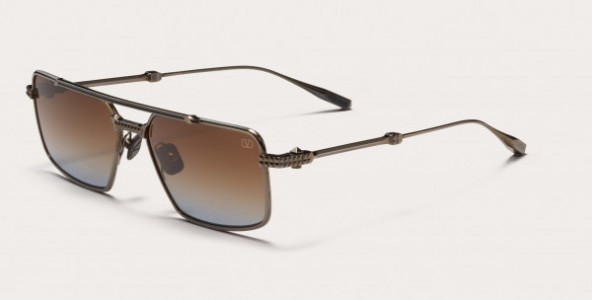 Valentino V - SEI Sunglasses, Black Rhodium - Blue Enamel w/ Dark Brown to Blue  - AR
