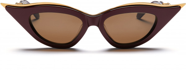 Valentino V - GOLDCUT - II Sunglasses, Bordeaux - Yellow Gold w/ Dark Brown - AR