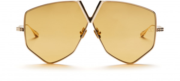 Valentino V - HEXAGON Sunglasses, V-Light Gold w/ Amber - AR (LIMITED EDITION)