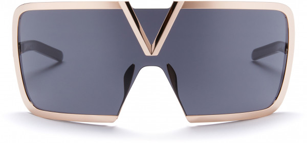 Valentino V - ROMASK Sunglasses, Rose Gold - Black w/ Dark Grey - Black Flash Mirror - AR