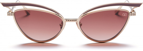 Valentino V - GLASSLINER Sunglasses, White Gold - Powder Enamel w/ Dark Rose to Light Rose - AR