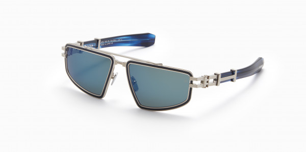 Balmain TITAN Sunglasses, Brushed Silver - Blue Swirl w/ G-15 - Blue Mirror - AR