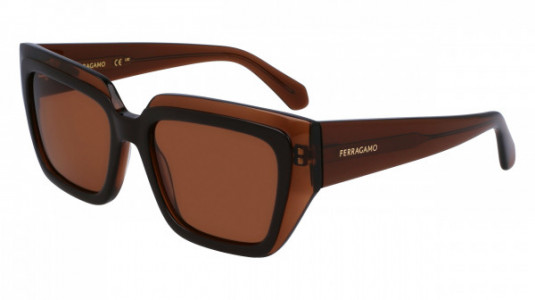 Ferragamo SF2002S Sunglasses, (233) TRANSPARENT BROWN/BROWN