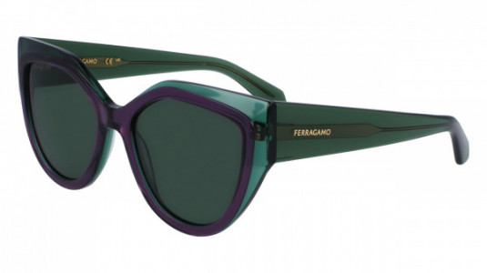 Ferragamo SF2004S Sunglasses, (318) TRANSPARENT GREEN/VIOLET