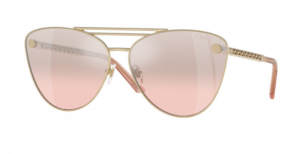 Versace VE2267 Sunglasses, 12527E PALE GOLD LIGHT PINK MIRROR SI (GOLD)