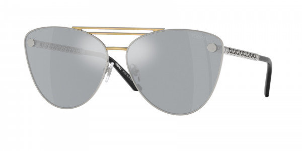 Versace VE2267 Sunglasses, 15141U SILVER/GOLD BLUE MIRROR SILVER (SILVER)