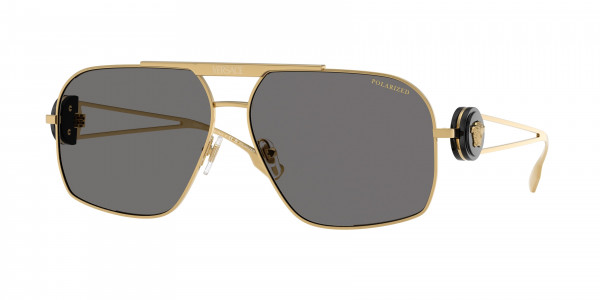 Versace VE2269 Sunglasses, 100281 GOLD DARK GREY POLAR (BLACK)