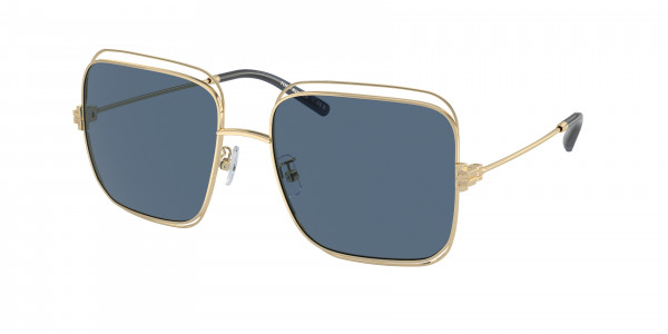 Tory Burch TY6107 Sunglasses, 334980 SHINY LIGHT GOLD DARK BLUE (GOLD)