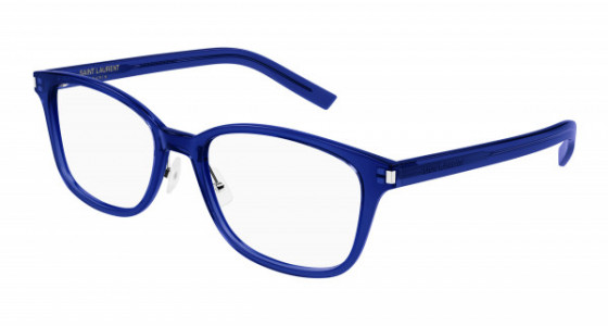 Saint Laurent SL 288/J SLIM Eyeglasses, 003 - BLUE with TRANSPARENT lenses