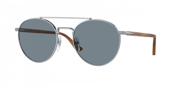 Persol PO1011S Sunglasses, 518/56 SILVER LIGHT BLUE (SILVER)