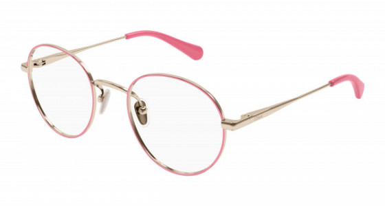 Chloé CC0024O Eyeglasses, 004 - PINK with GOLD temples and TRANSPARENT lenses