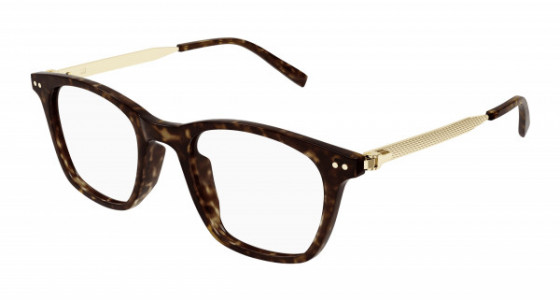 dunhill DU0092OA Eyeglasses, 003 - HAVANA with GOLD temples and TRANSPARENT lenses