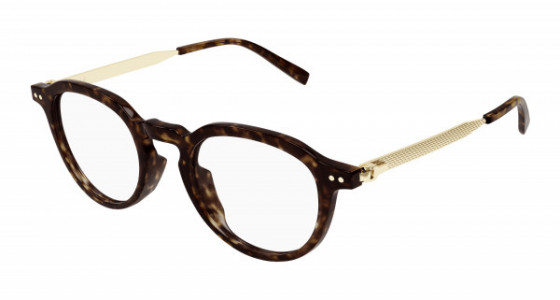 dunhill DU0091O Eyeglasses, 003 - HAVANA with GOLD temples and TRANSPARENT lenses