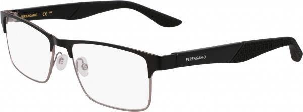 Ferragamo SF2216N Eyeglasses, (072) BLACK/MATTE LIGHT RUTHENIUM