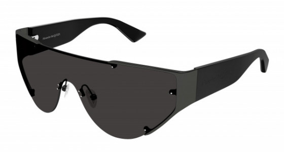 Alexander McQueen AM0447S Sunglasses, 001 - GUNMETAL with BLACK temples and GREY lenses