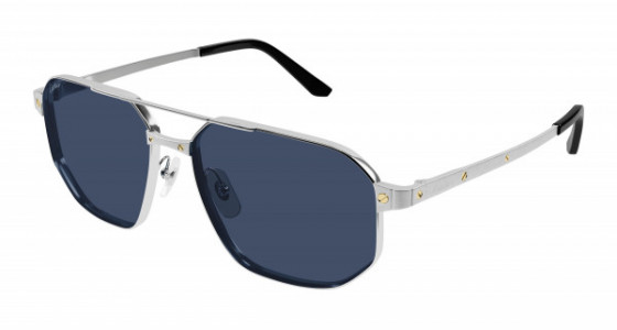 Cartier CT0462S Sunglasses, 002 - SILVER with BLUE polarized lenses