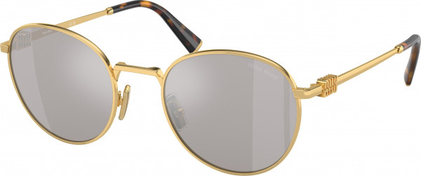 Miu Miu MU 55ZS Sunglasses, 5AK07F GOLD LIGHT GREY MIRROR SILVER (GOLD)