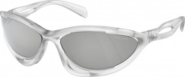 Prada PR A23S Sunglasses, 14V60H FROSTED CRYSTAL CLEAR MIRROR S (CLEAR)