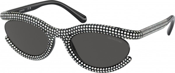 Swarovski SK6006 Sunglasses, 100187 BLACK DARK GREY (BLACK)