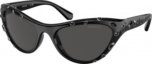 Swarovski SK6007 Sunglasses, 100187 BLACK DARK GREY (BLACK)