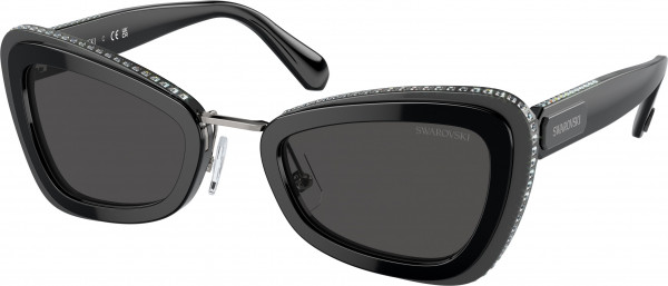 Swarovski SK6012 Sunglasses, 101087 BLACK/GREY DARK GREY (BLACK)