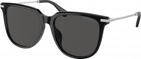 Swarovski SK6015D Sunglasses, 100187 BLACK DARK GREY (BLACK)