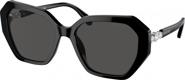 Swarovski SK6017F Sunglasses, 100187 BLACK DARK GREY (BLACK)