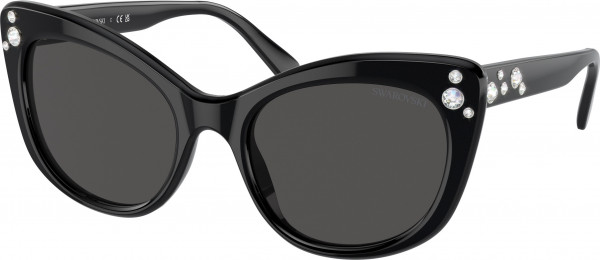 Swarovski SK6020 Sunglasses, 100187 BLACK DARK GREY (BLACK)