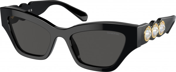 Swarovski SK6021F Sunglasses, 100187 BLACK DARK GREY (BLACK)