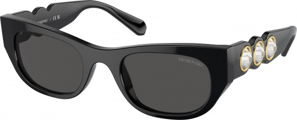 Swarovski SK6022F Sunglasses, 100187 BLACK DARK GREY (BLACK)