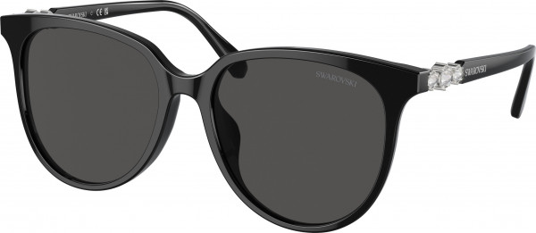 Swarovski SK6023D Sunglasses, 100187 BLACK DARK GREY (BLACK)