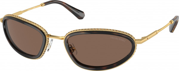 Swarovski SK7004 Sunglasses, 400473 GOLD/BLACK DARK BROWN (BLACK)