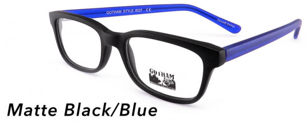 Smilen Eyewear Gotham Premium GothamStyle Matte 227* Eyeglasses, Matte Black/Blue