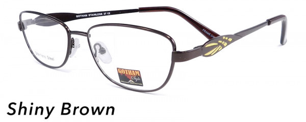 Smilen Eyewear Gotham Steel GothamStyle Stainless 27 Eyeglasses, Shiny Brown