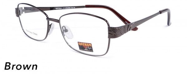 Smilen Eyewear Gotham Steel GothamStyle Stainless 26 Eyeglasses, Brown