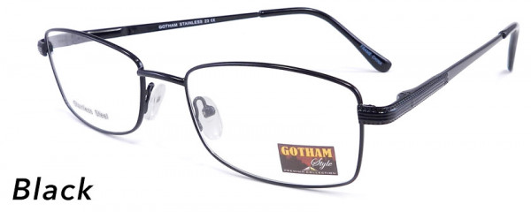 Smilen Eyewear Gotham Steel GothamStyle Stainless 23 Eyeglasses, Black