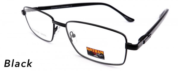 Smilen Eyewear Gotham Steel GothamStyle Stainless 3 Eyeglasses, Black