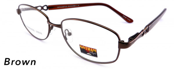 Smilen Eyewear Gotham Steel GothamStyle Stainless 2 Eyeglasses, Brown