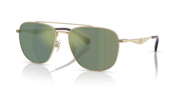 Coach HC7172 CW404 Sunglasses, 90056R CW404 SATIN LIGHT GOLD GREEN S (GOLD)