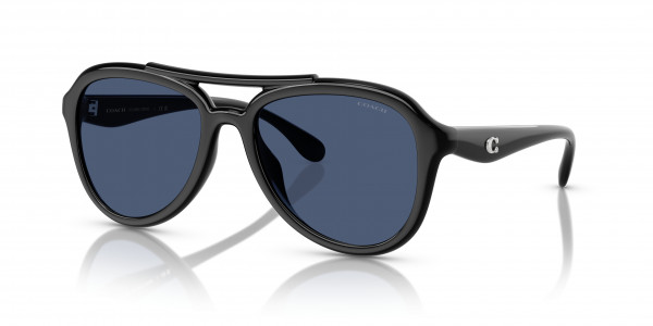 Coach HC8406U CW183 Sunglasses, 500287 CW183 BLACK BLUE SOLID (BLACK)