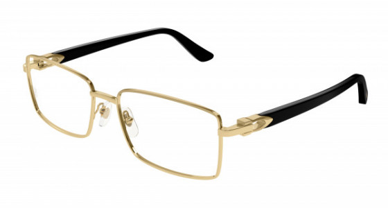 Cartier CT0520O Eyeglasses, 001 - GOLD with BLACK temples and TRANSPARENT lenses