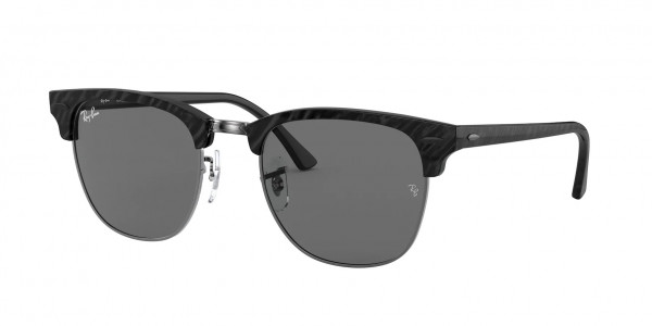 Ray-Ban RB3016 CLUBMASTER Sunglasses, 1305B1 CLUBMASTER WRINKLED BLACK ON B (BLACK)