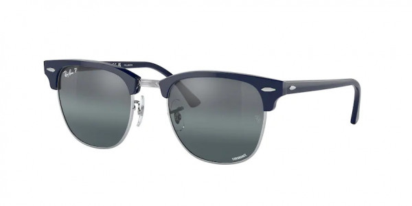 Ray-Ban RB3016 CLUBMASTER Sunglasses, 1366G6 CLUBMASTER BLUE ON SILVER DARK (BLUE)