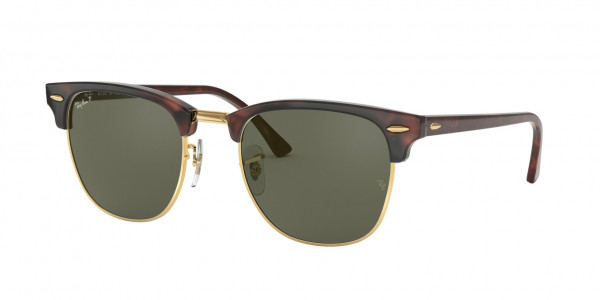 Ray-Ban RB3016 CLUBMASTER Sunglasses, 990/58 CLUBMASTER RED HAVANA G-15 GRE (TORTOISE)