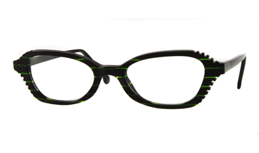 LA Eyeworks Cattooth Eyeglasses, 138 Black Green Stripe